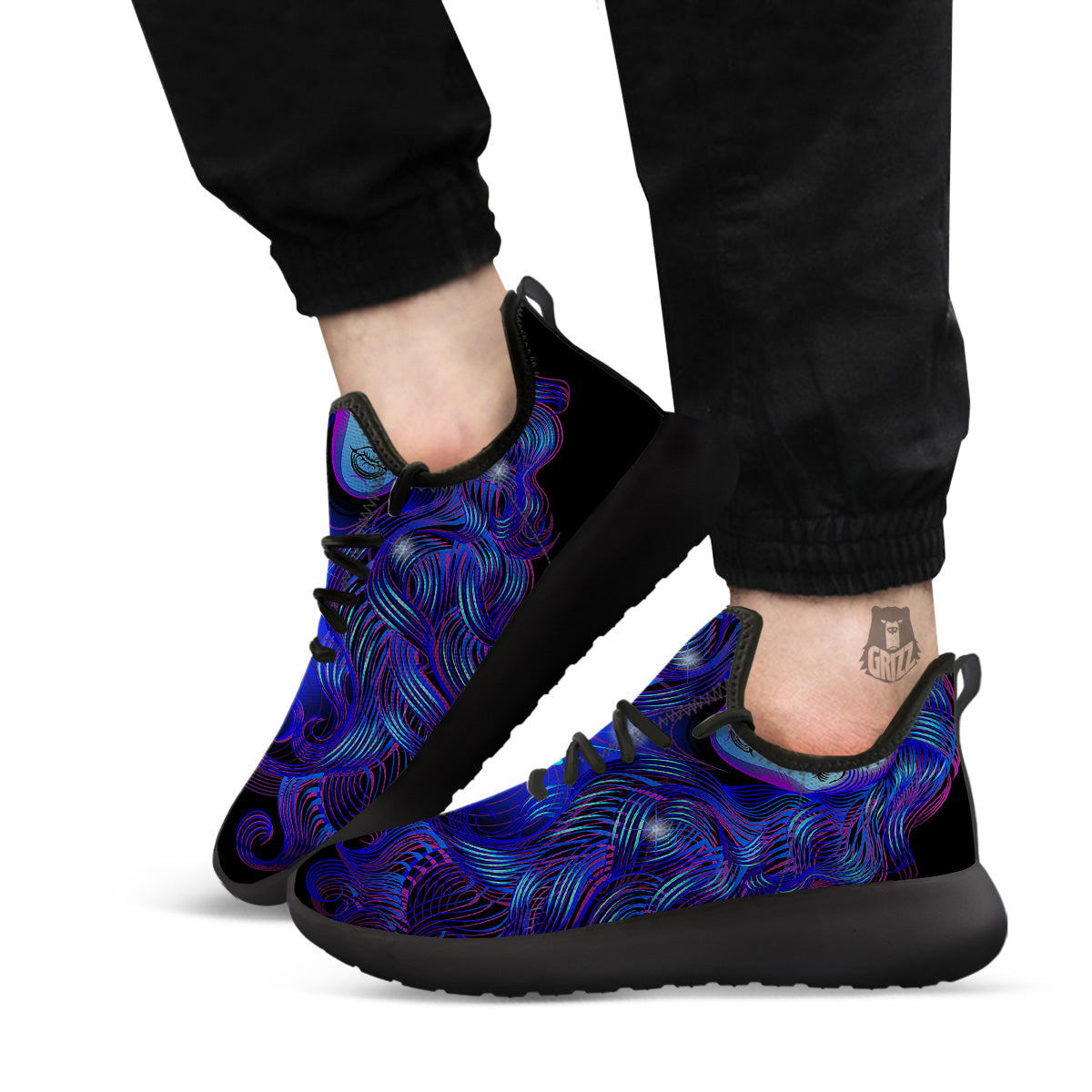 Zodiac Sign Blue Virgo Print Black Athletic Shoes-grizzshop