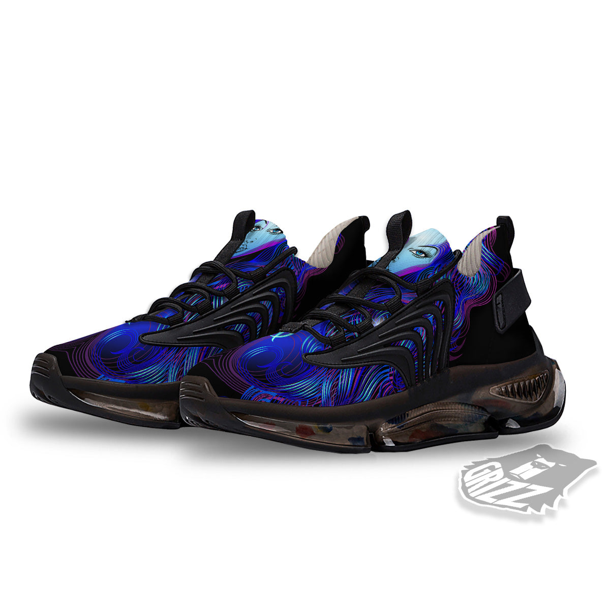 Zodiac Sign Blue Virgo Print Black Gym Shoes-grizzshop