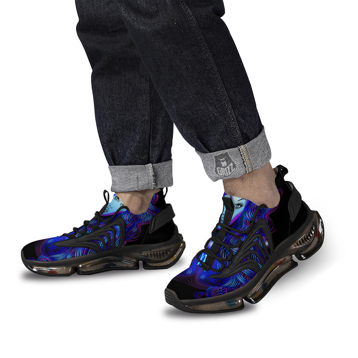 Zodiac Sign Blue Virgo Print Black Gym Shoes-grizzshop