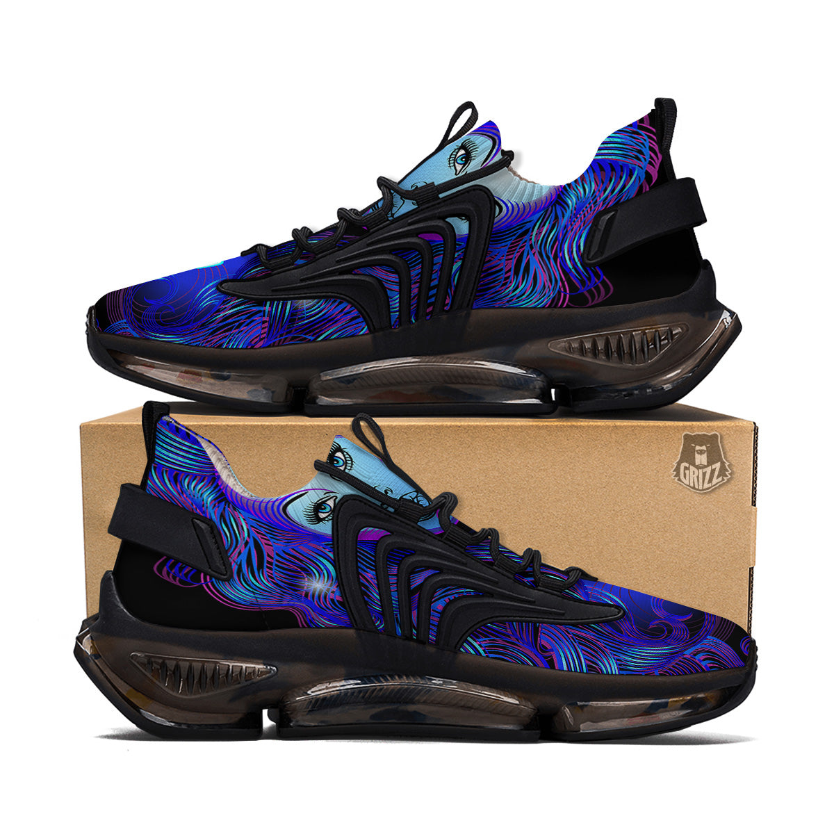 Zodiac Sign Blue Virgo Print Black Gym Shoes-grizzshop
