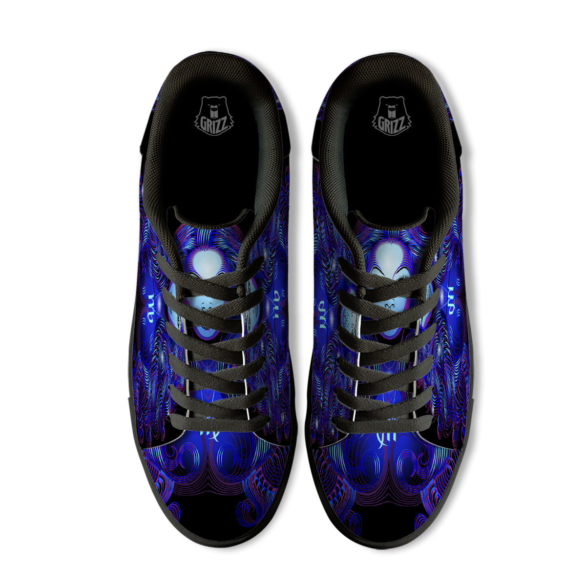 Zodiac Sign Blue Virgo Print Black Low Top Sneakers-grizzshop