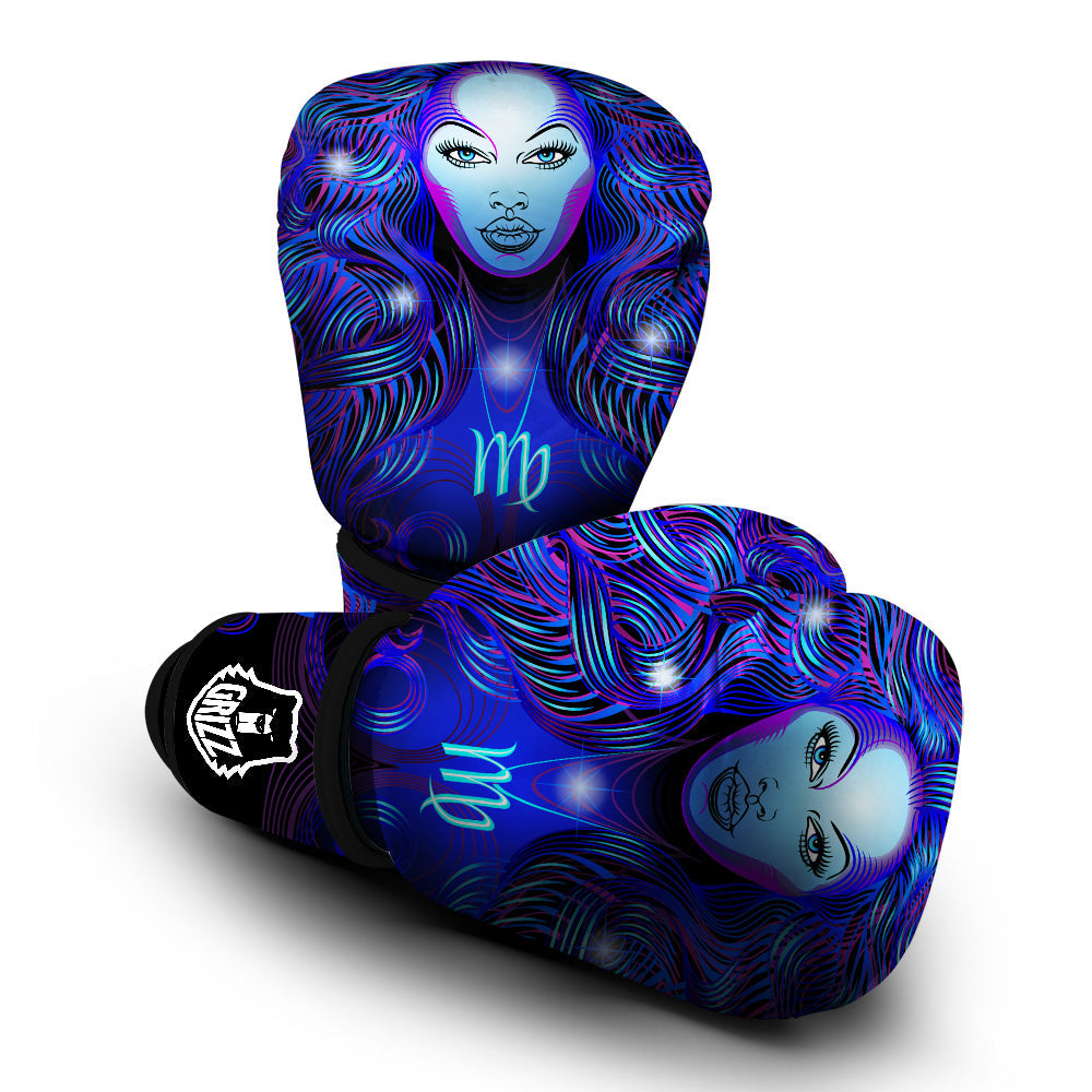 Zodiac Sign Blue Virgo Print Boxing Gloves-grizzshop
