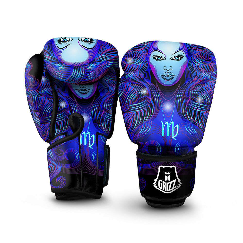 Zodiac Sign Blue Virgo Print Boxing Gloves-grizzshop