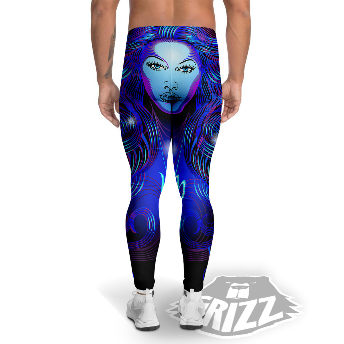 Zodiac Sign Blue Virgo Print Men's Leggings-grizzshop