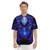 Zodiac Sign Blue Virgo Print Men's Short Sleeve Shirts-grizzshop