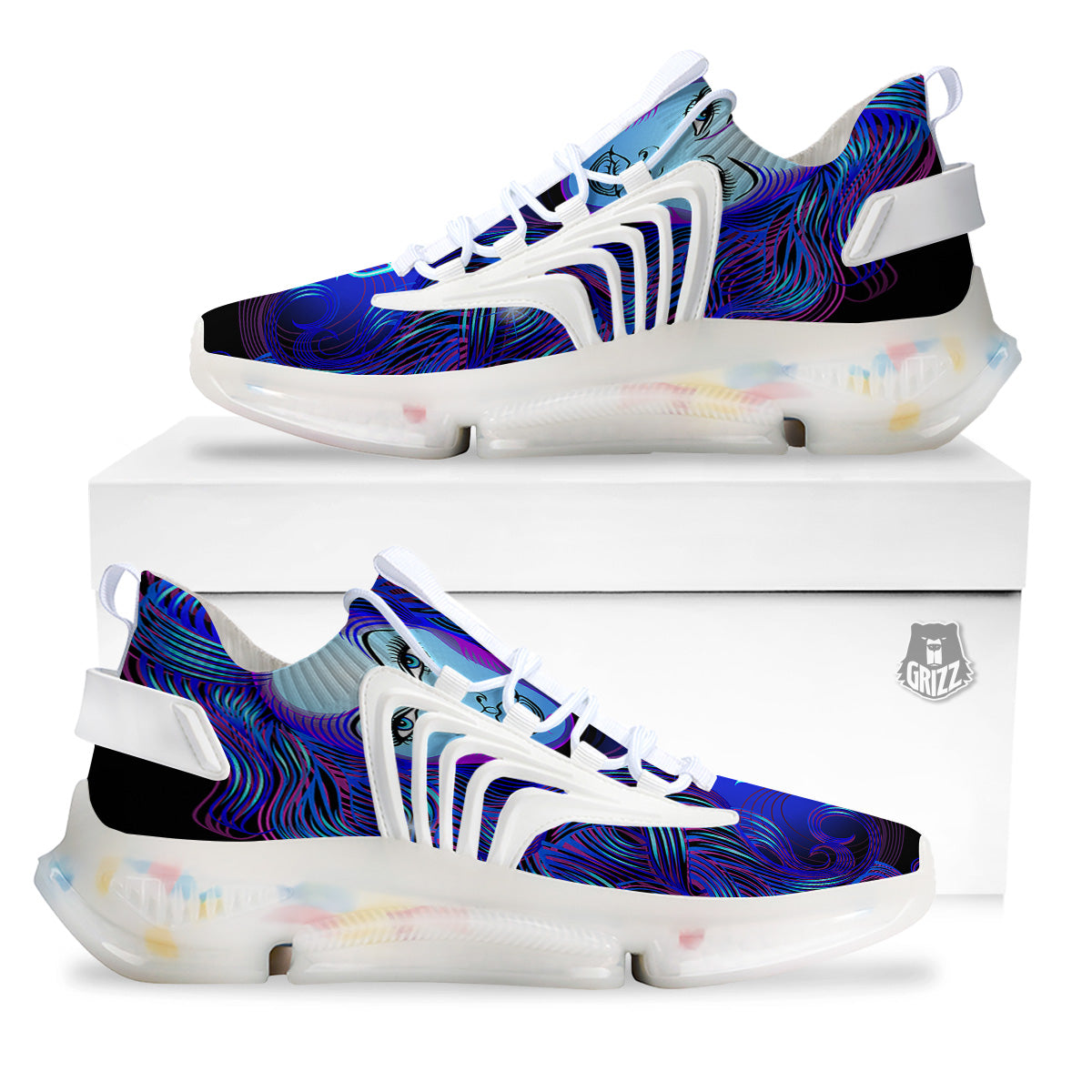 Zodiac Sign Blue Virgo Print White Gym Shoes-grizzshop