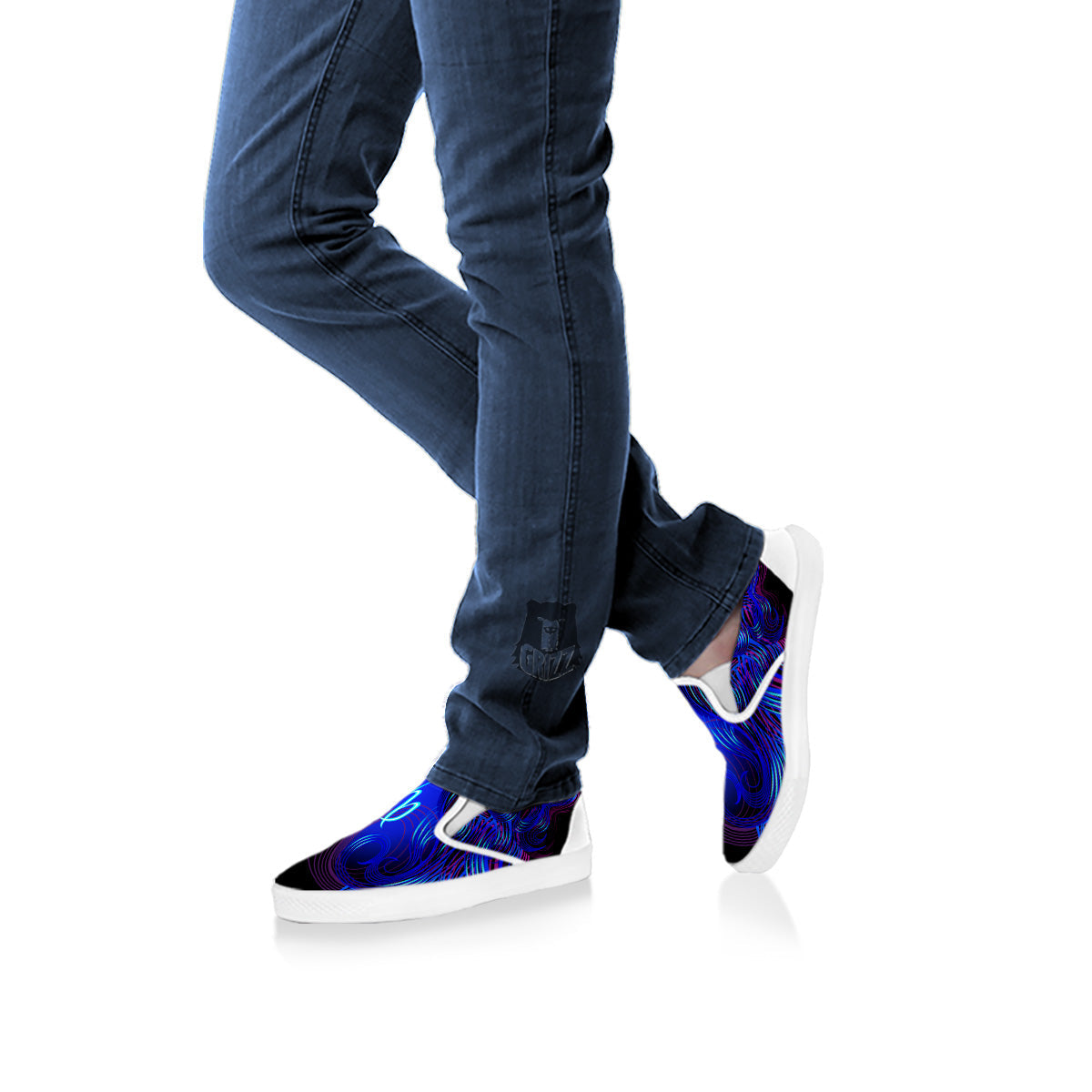 Zodiac Sign Blue Virgo Print White Slip On Shoes-grizzshop