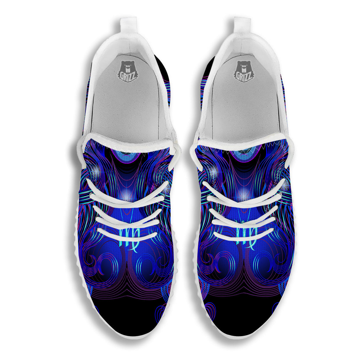 Zodiac Sign Blue Virgo Print White Walking Shoes-grizzshop