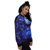 Zodiac Sign Blue Virgo Print Women's Bomber Jacket-grizzshop