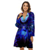 Zodiac Sign Blue Virgo Print Women's Robe-grizzshop