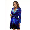 Zodiac Sign Blue Virgo Print Women's Robe-grizzshop