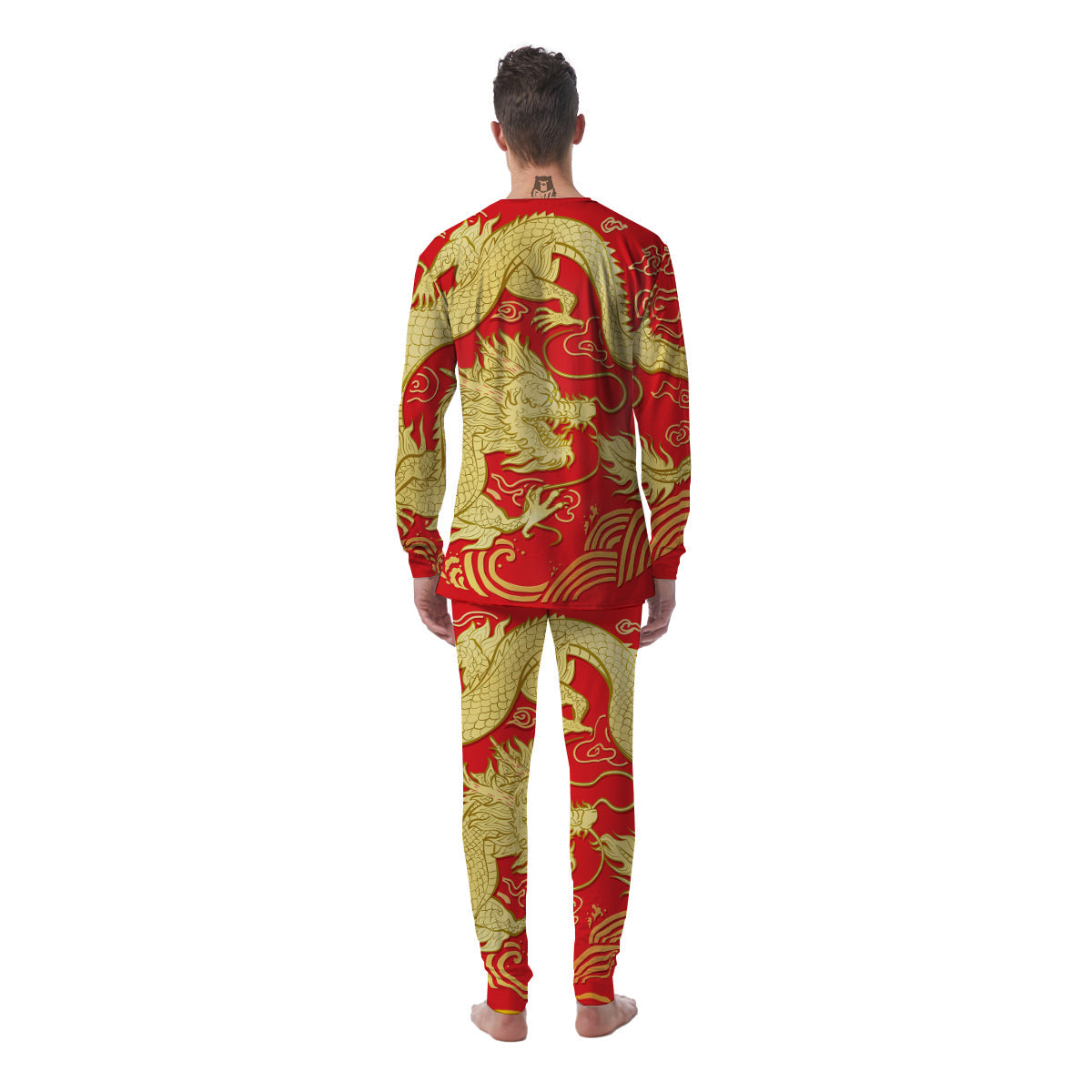 Zodiac Sign Chinese Dragon Print Men's Pajamas-grizzshop