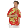 Zodiac Sign Chinese Dragon Print Men's Short Sleeve Shirts-grizzshop