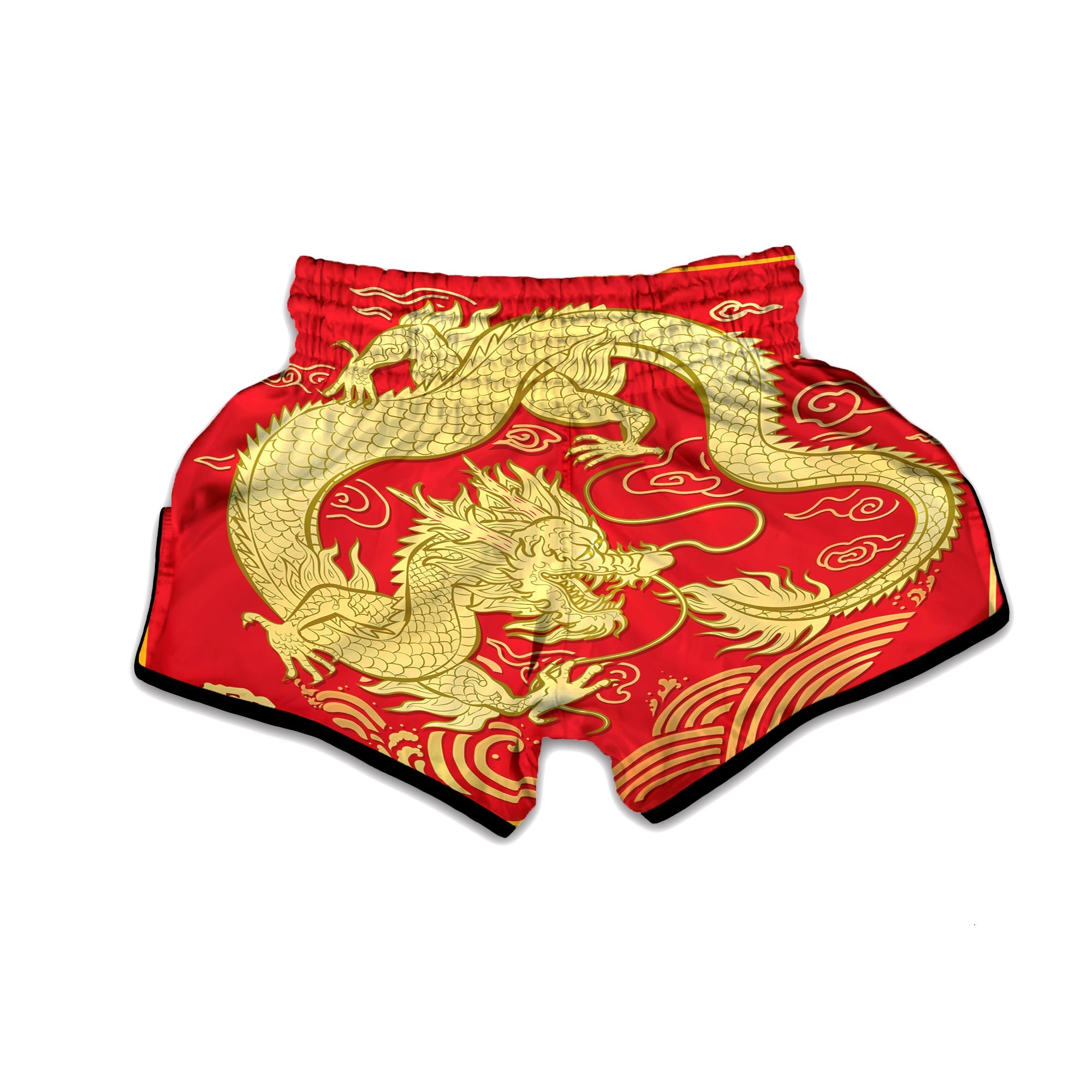 Zodiac Sign Chinese Dragon Print Muay Thai Boxing Shorts-grizzshop