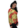 Zodiac Sign Chinese Dragon Print Women's Bomber Jacket-grizzshop