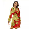 Zodiac Sign Chinese Dragon Print Women's Robe-grizzshop