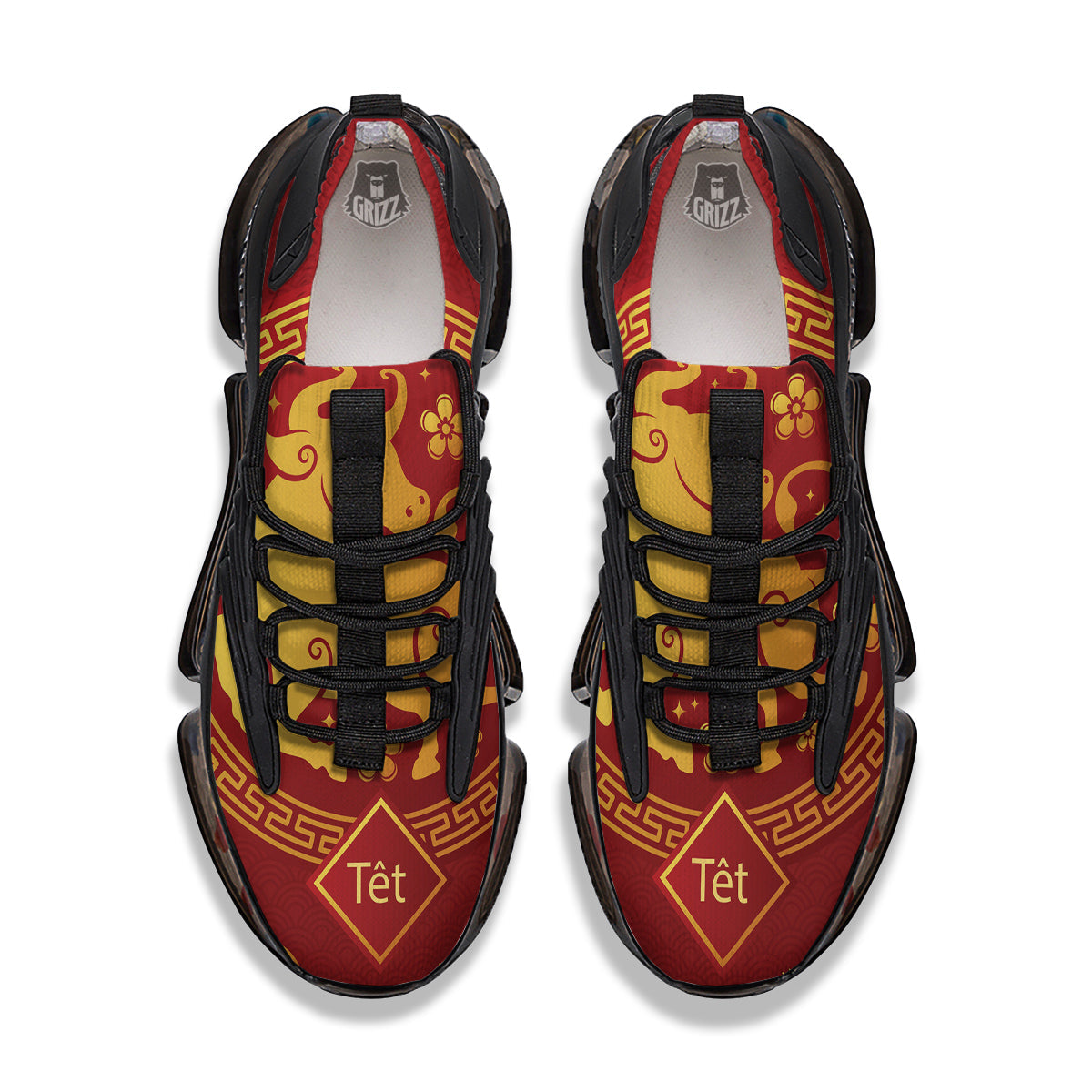 Zodiac Sign Chinese Ox Print Black Gym Shoes-grizzshop