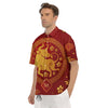 Zodiac Sign Chinese Ox Print Men's Short Sleeve Shirts-grizzshop