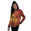 Zodiac Sign Chinese Ox Print Women's Bomber Jacket-grizzshop