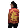 Zodiac Sign Chinese Ox Print Women's Bomber Jacket-grizzshop