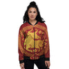 Zodiac Sign Chinese Ox Print Women's Bomber Jacket-grizzshop