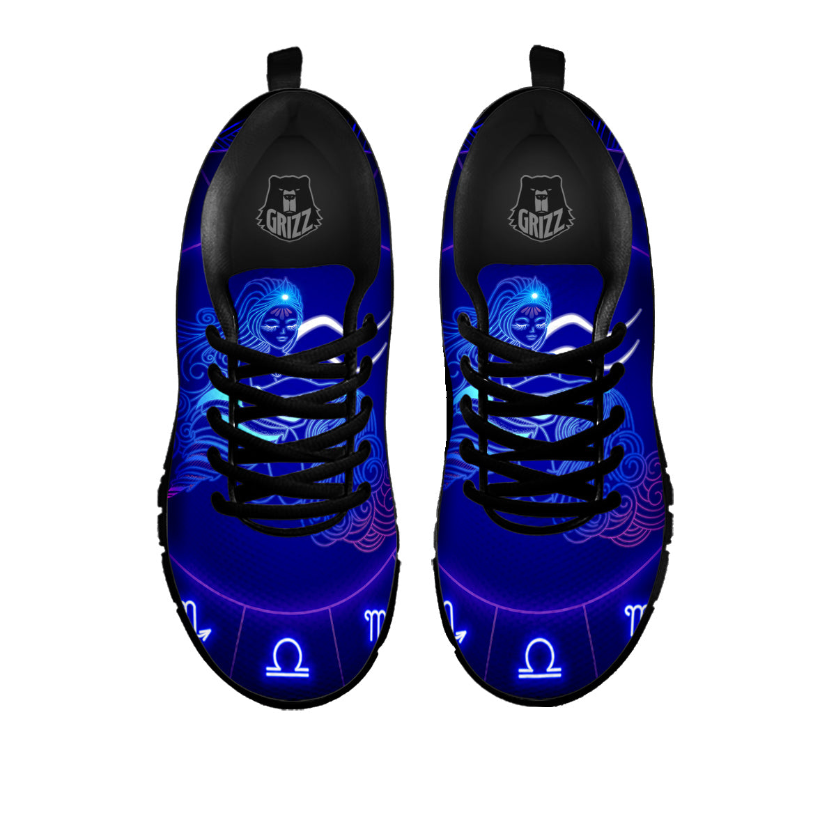 Zodiac Sign Dark Aquarius Print Black Sneaker-grizzshop