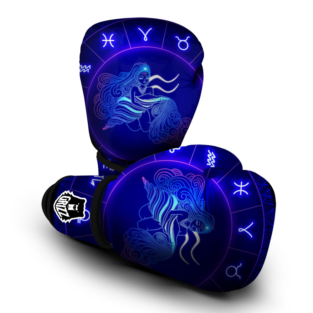 Zodiac Sign Dark Aquarius Print Boxing Gloves-grizzshop