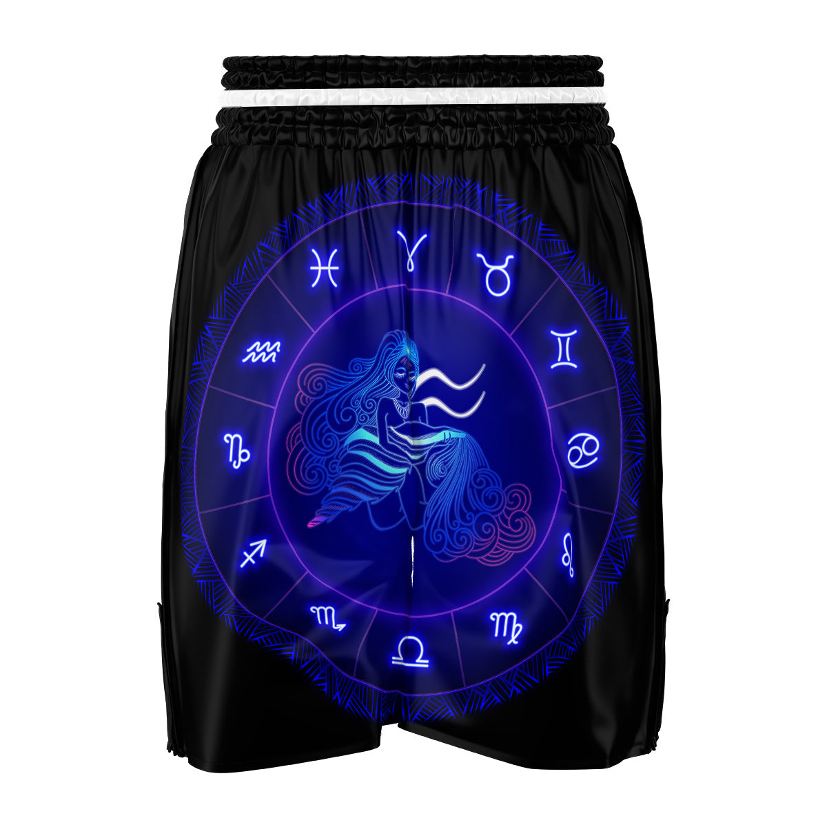 Zodiac Sign Dark Aquarius Print Boxing Shorts-grizzshop