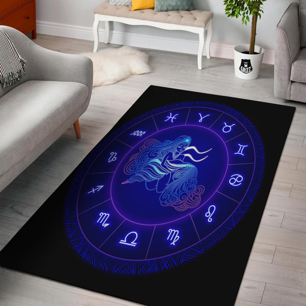 Zodiac Sign Dark Aquarius Print Floor Mat-grizzshop