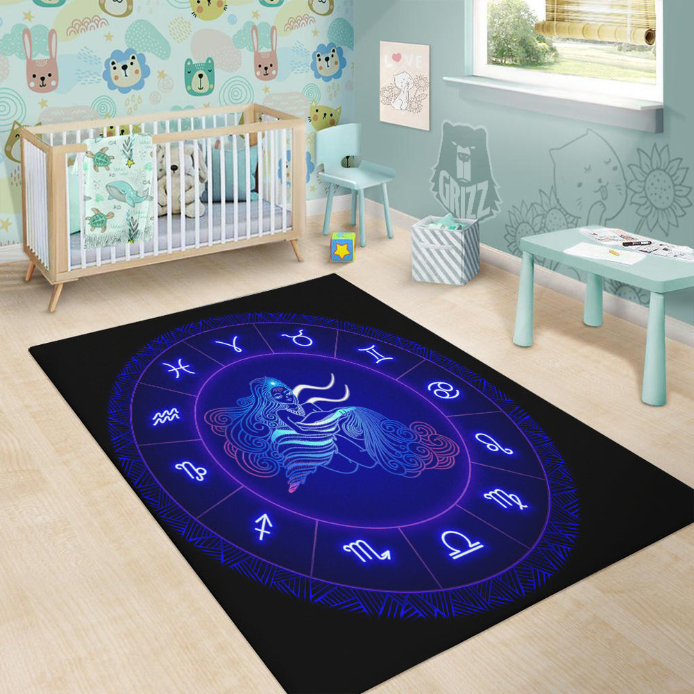 Zodiac Sign Dark Aquarius Print Floor Mat-grizzshop