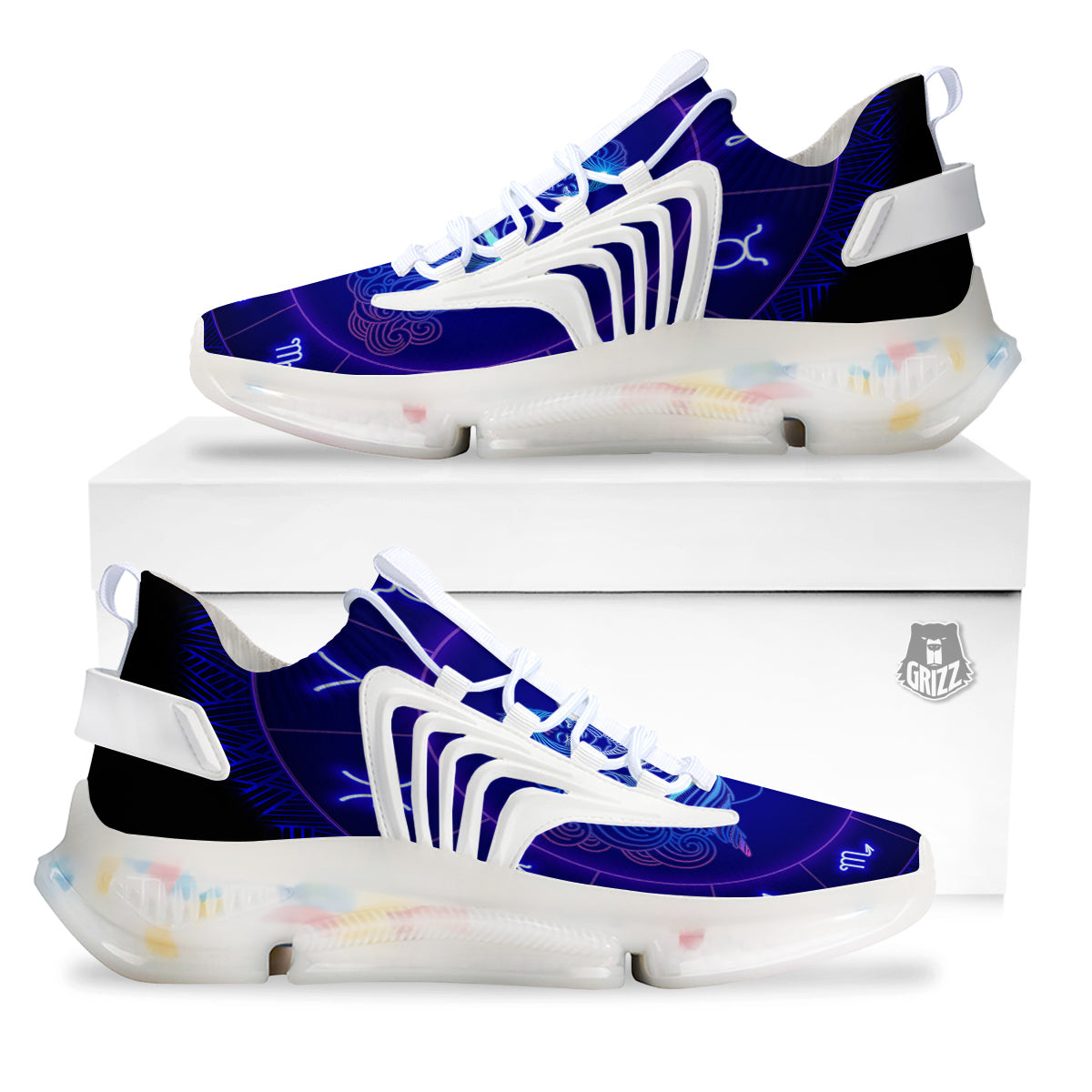 Zodiac Sign Dark Aquarius Print White Gym Shoes-grizzshop