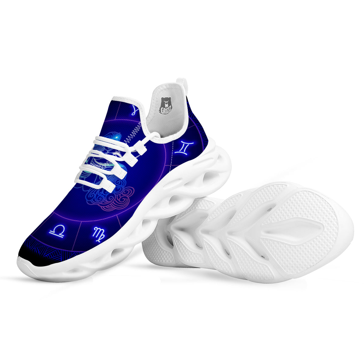 Zodiac Sign Dark Aquarius Print White Running Shoes-grizzshop