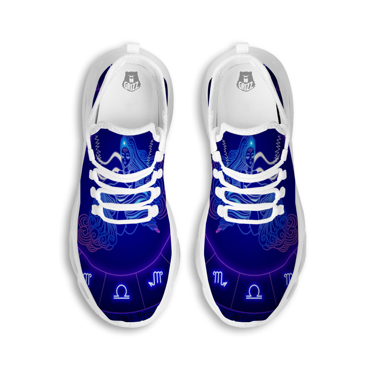Zodiac Sign Dark Aquarius Print White Running Shoes-grizzshop