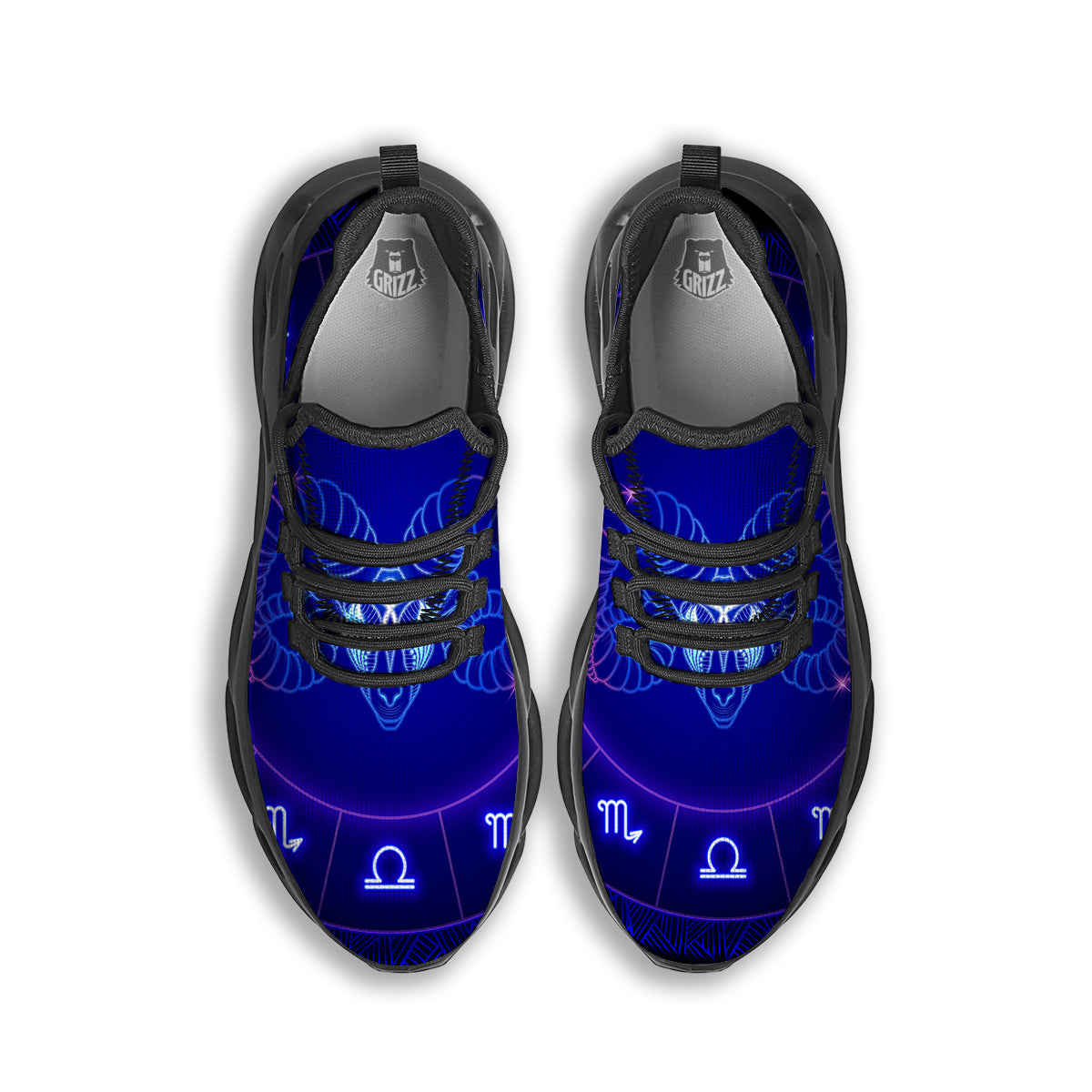 Zodiac Sign Dark Aries Print Black Running Shoes-grizzshop