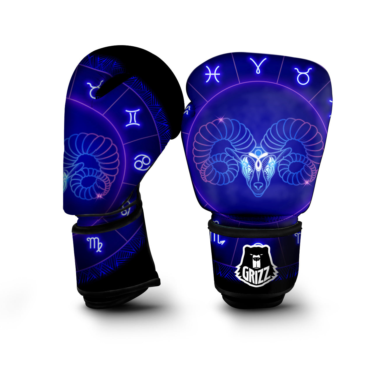 Zodiac Sign Dark Aries Print Boxing Gloves-grizzshop