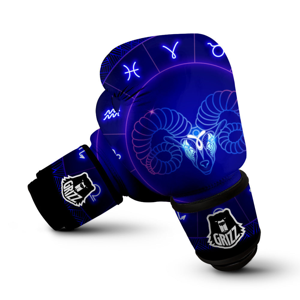 Zodiac Sign Dark Aries Print Boxing Gloves-grizzshop