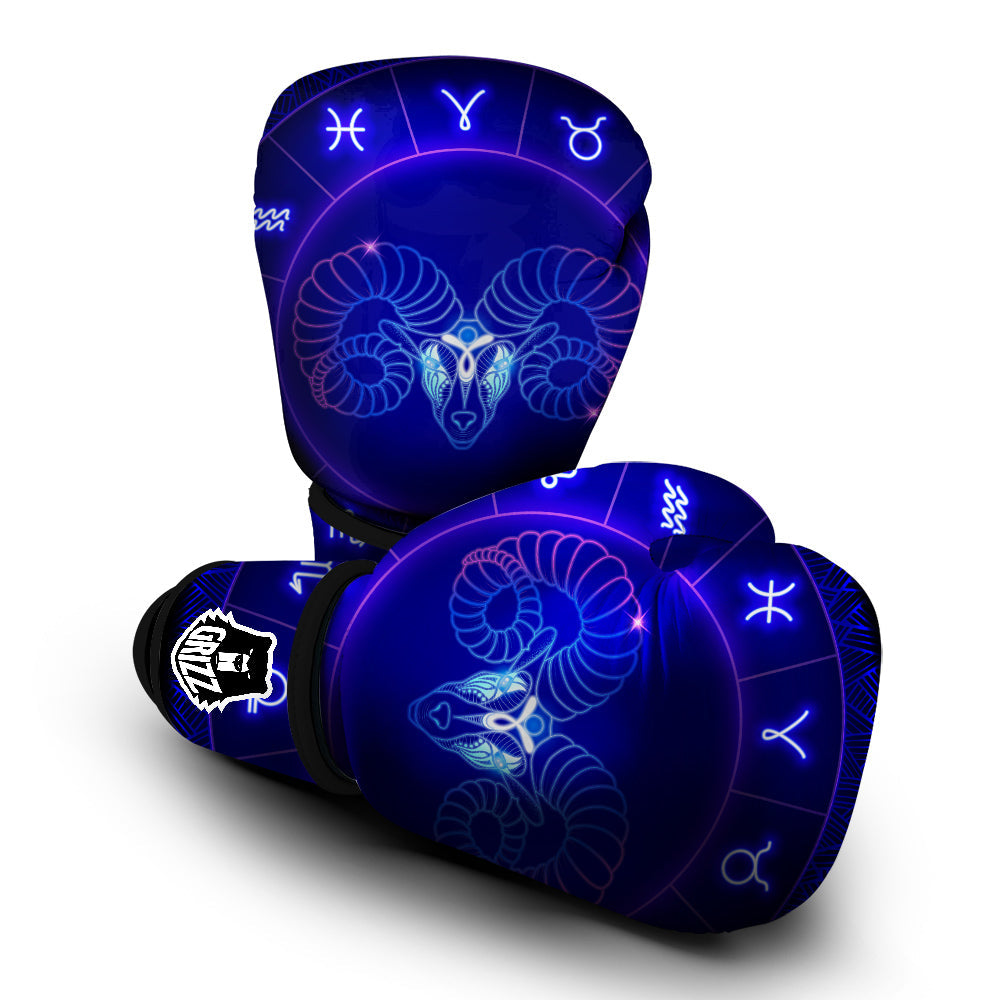 Zodiac Sign Dark Aries Print Boxing Gloves-grizzshop