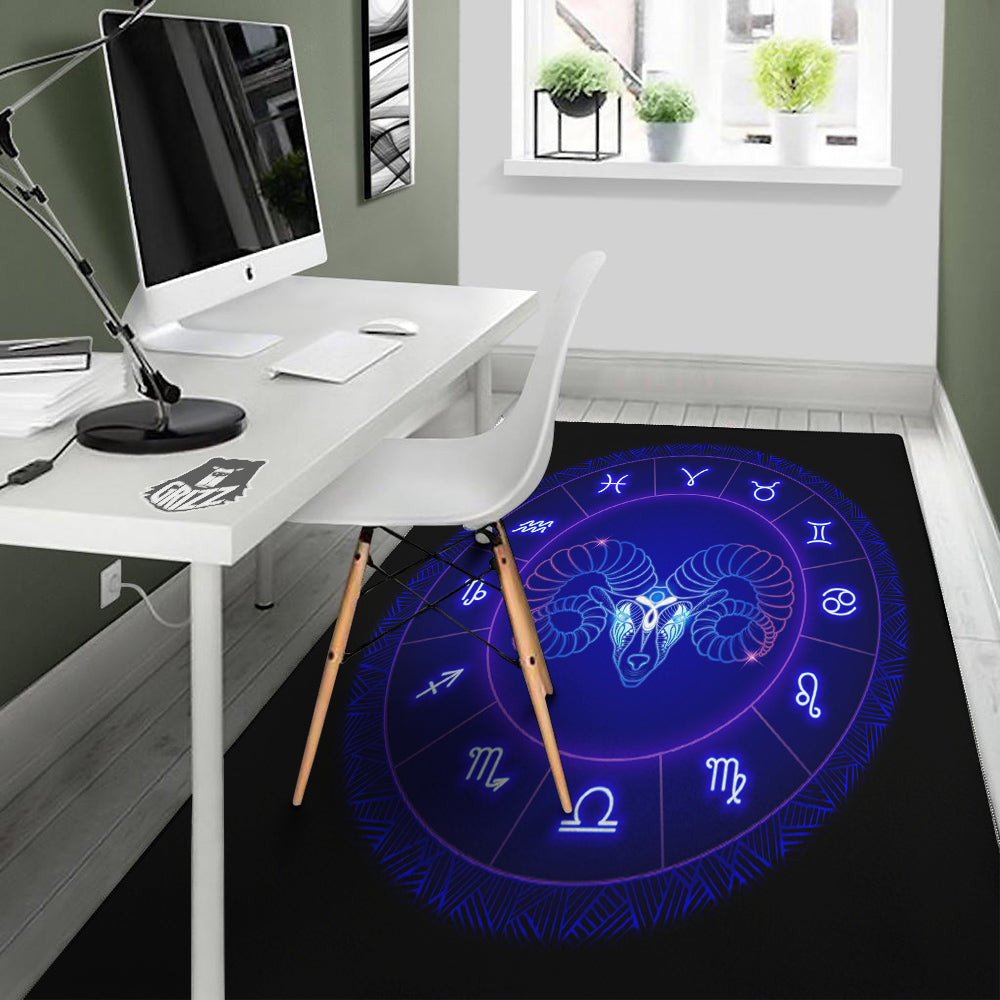 Zodiac Sign Dark Aries Print Floor Mat-grizzshop