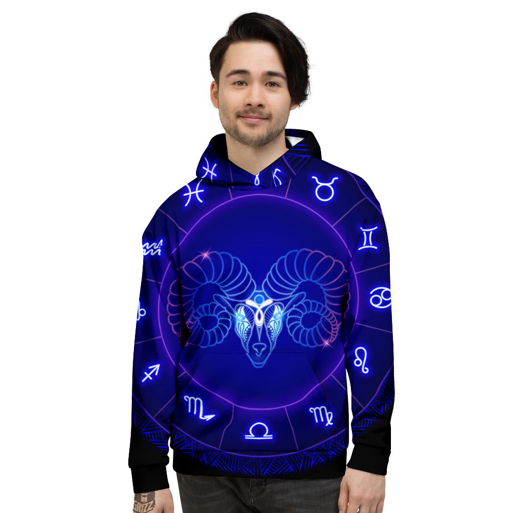 Zodiac Sign Dark Aries Print Men's Hoodie-grizzshop