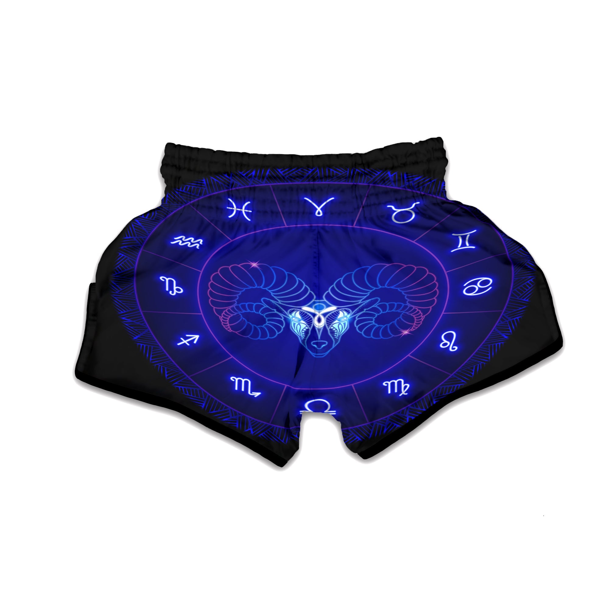 Zodiac Sign Dark Aries Print Muay Thai Boxing Shorts-grizzshop
