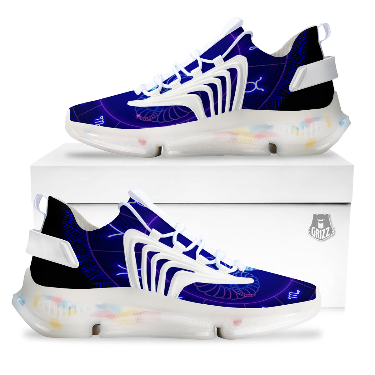 Zodiac Sign Dark Aries Print White Gym Shoes-grizzshop