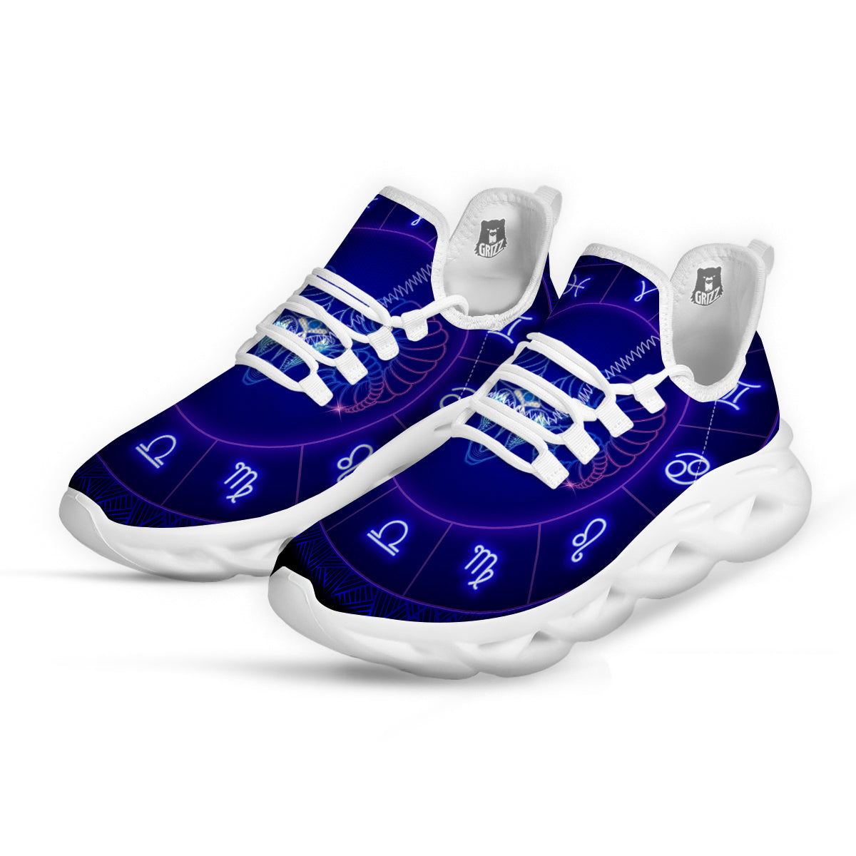 Zodiac Sign Dark Aries Print White Running Shoes-grizzshop