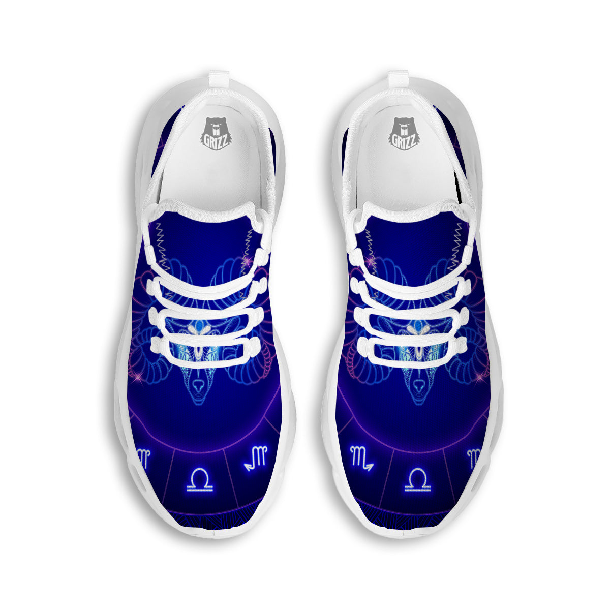 Zodiac Sign Dark Aries Print White Running Shoes-grizzshop