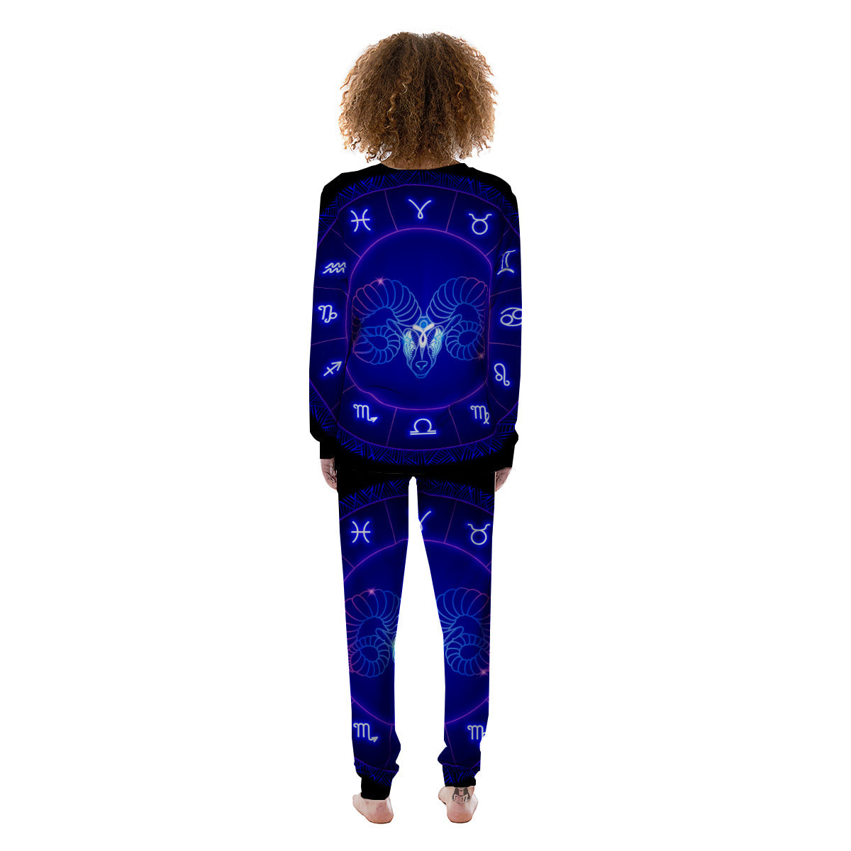 Zodiac Sign Dark Aries Print Women's Pajamas-grizzshop