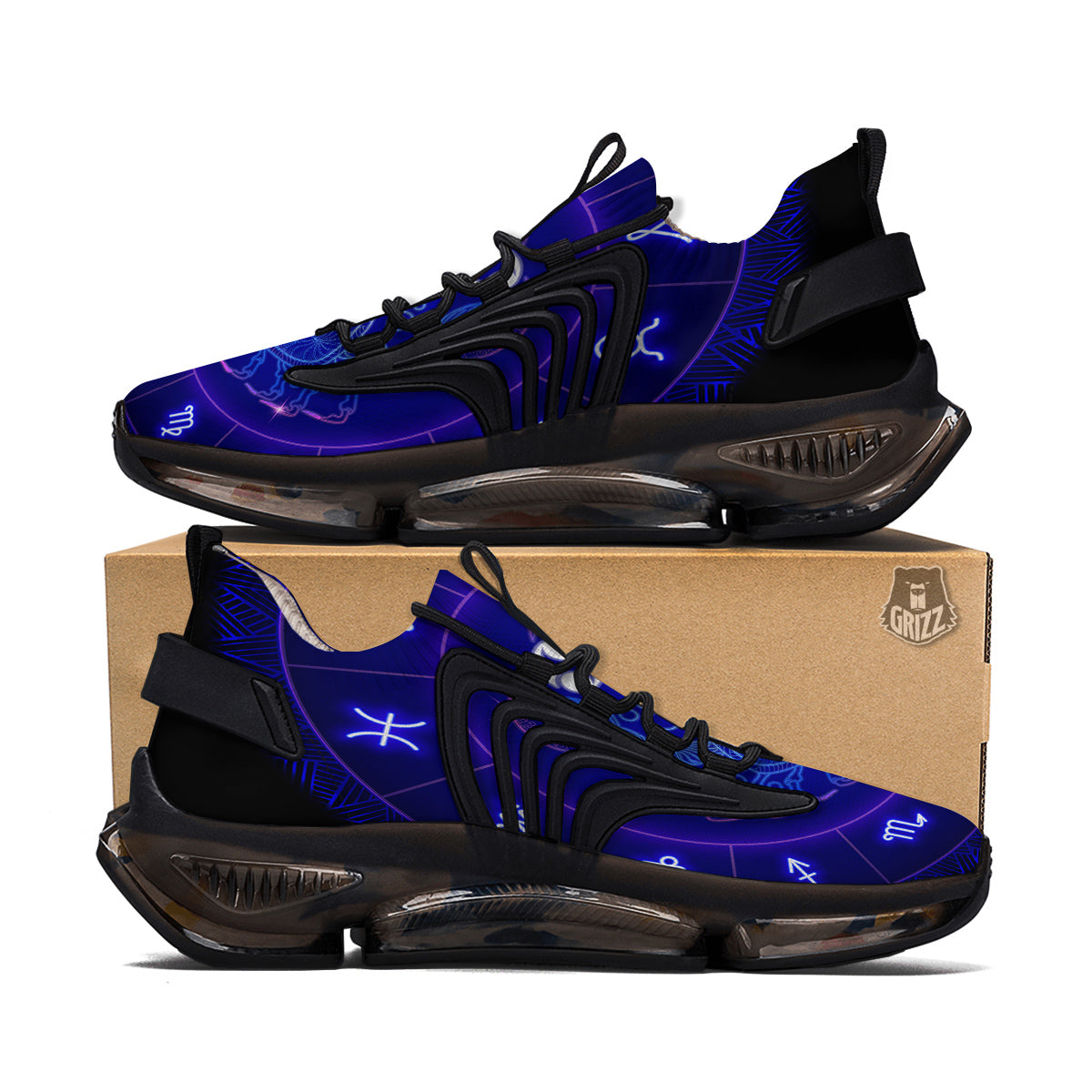 Zodiac Sign Dark Cancer Print Black Gym Shoes-grizzshop
