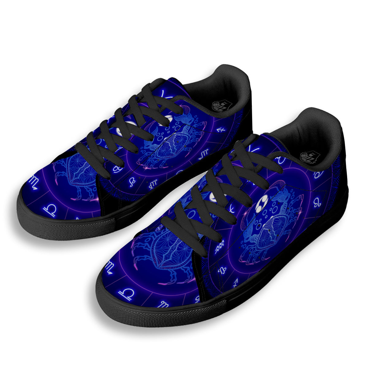 Zodiac Sign Dark Cancer Print Black Low Top Sneakers-grizzshop