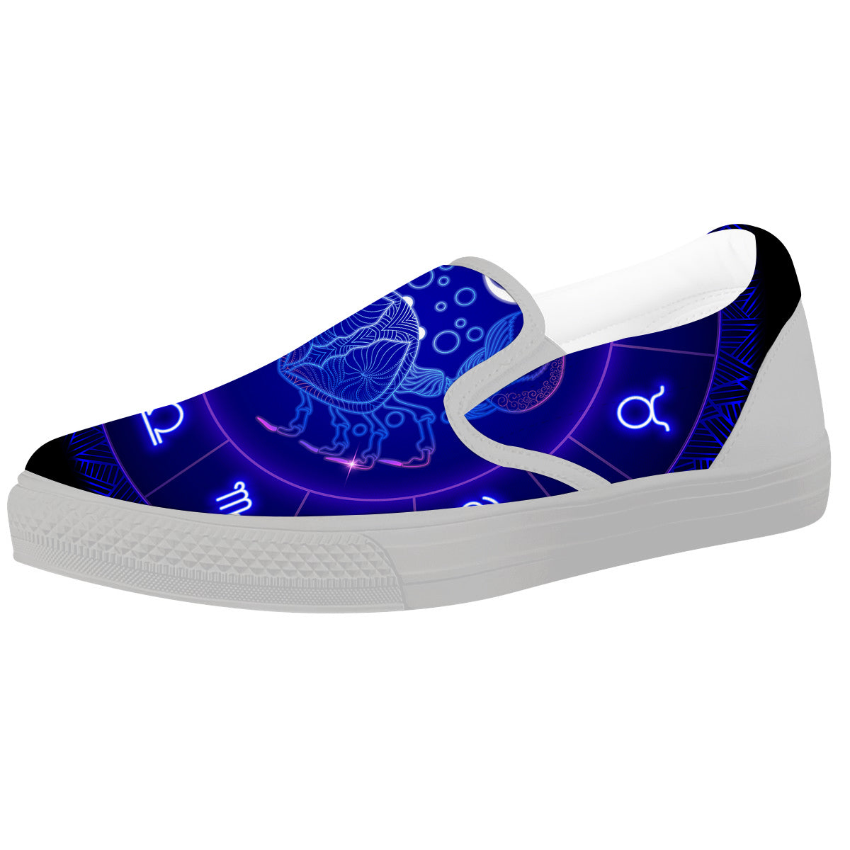 Zodiac Sign Dark Cancer Print White Slip On Shoes-grizzshop