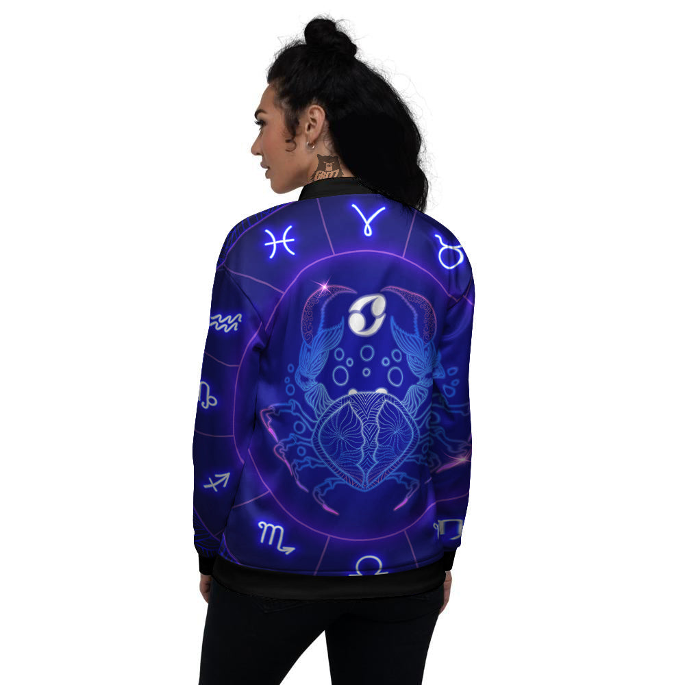 Zodiac Sign Dark Cancer Print Women's Bomber Jacket-grizzshop