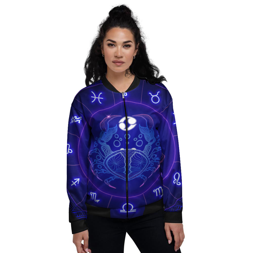 Zodiac Sign Dark Cancer Print Women's Bomber Jacket-grizzshop