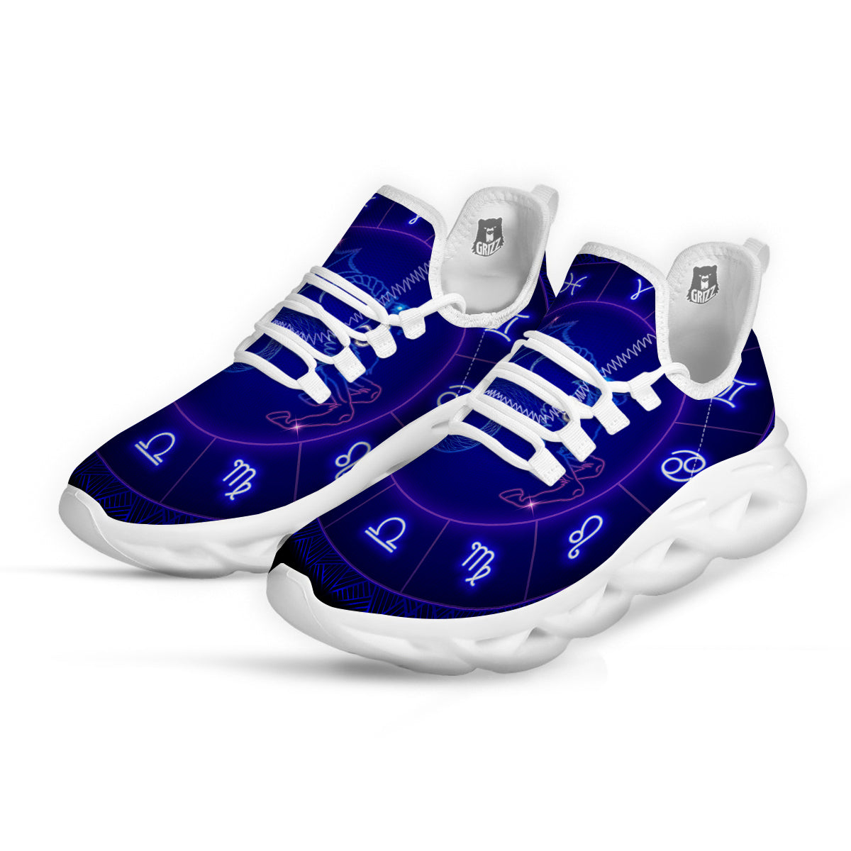 Zodiac Sign Dark Capricorn Print White Running Shoes-grizzshop